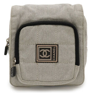 CHANEL Gray Logo Pouch